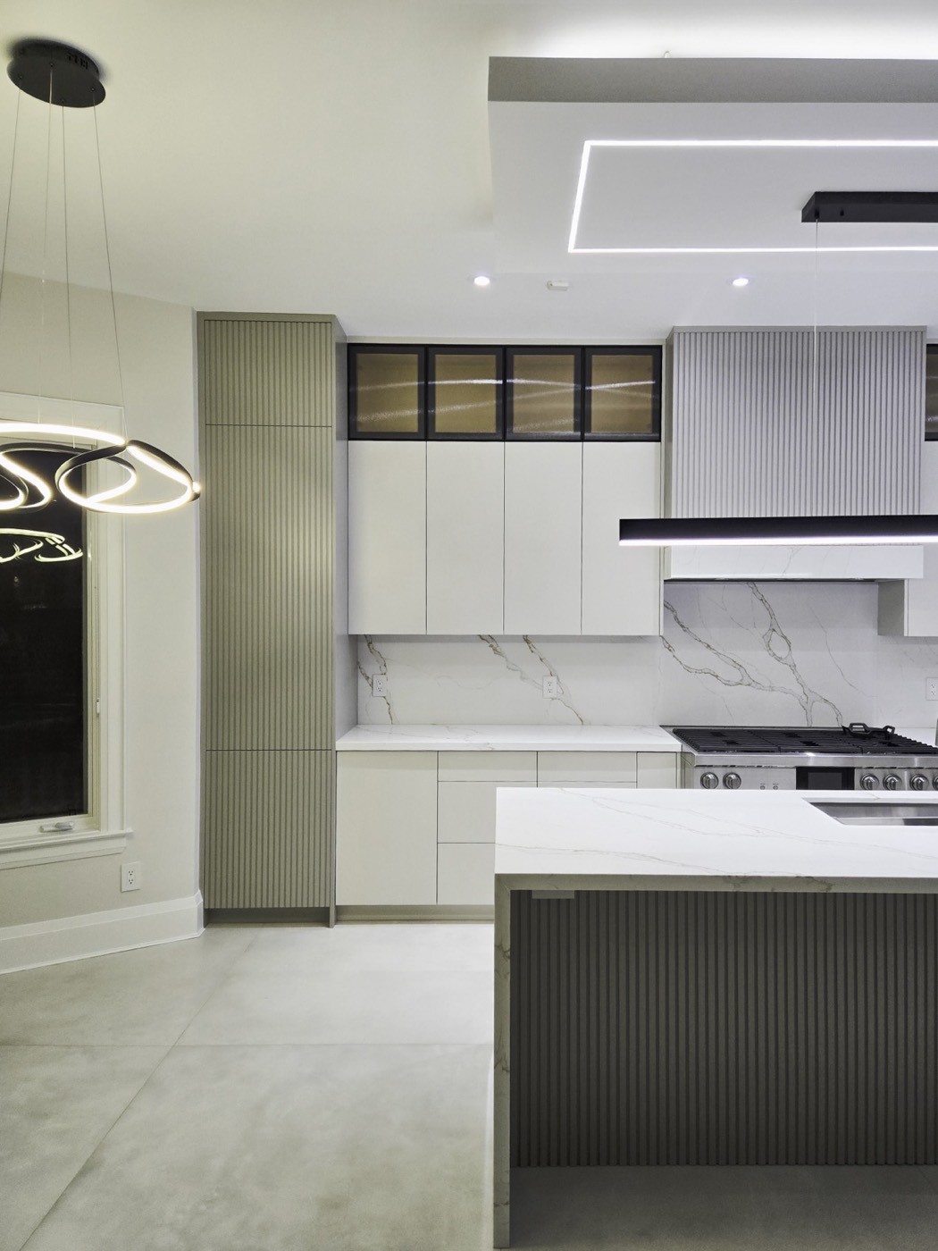 Detail of custom contemporary kitchen cabinetry built by Panda Reno